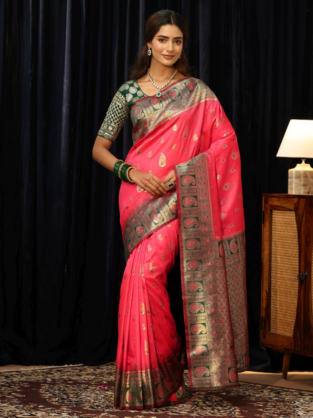 Libas Coral Banarasi Silk Blend Saree