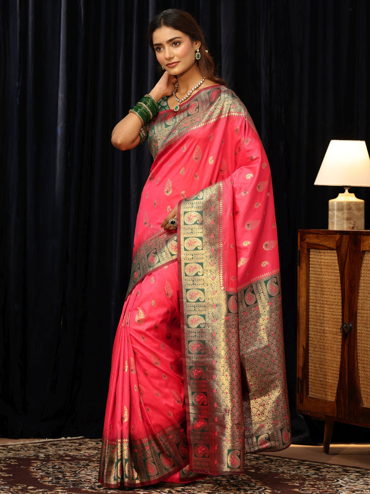 Libas Coral Banarasi Silk Blend Saree