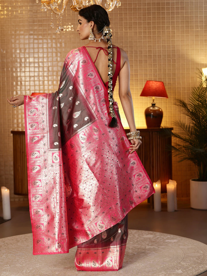 Libas Brown Banarasi Silk Blend Saree