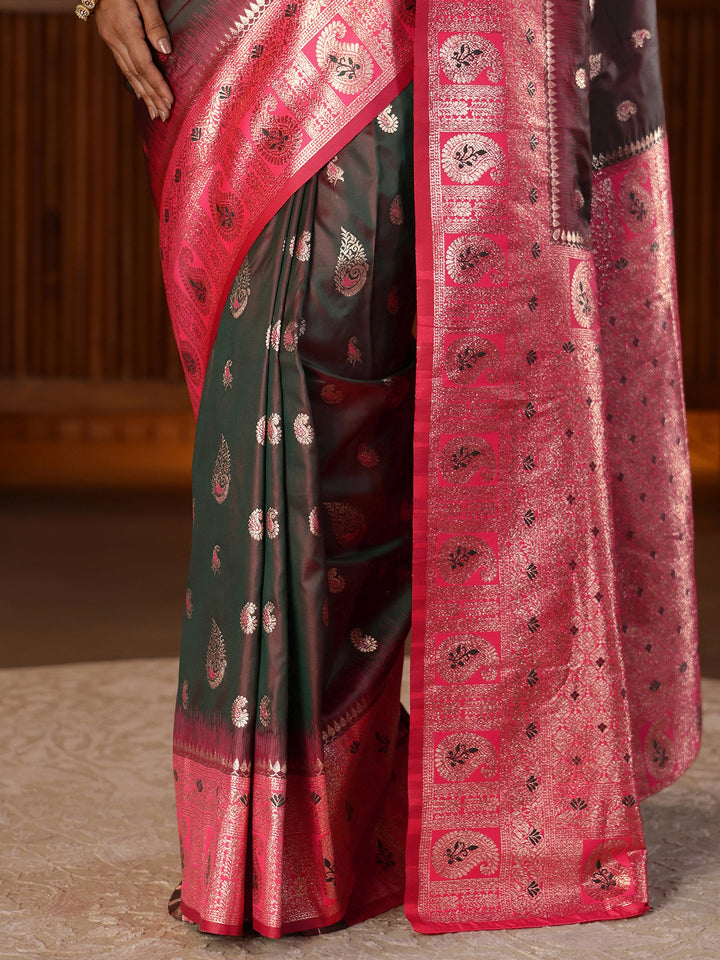 Libas Brown Banarasi Silk Blend Saree