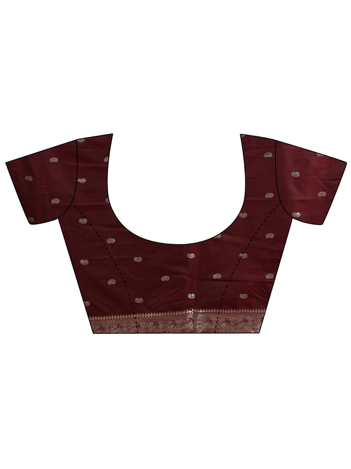 Libas Burgundy Banarasi Silk Blend Saree