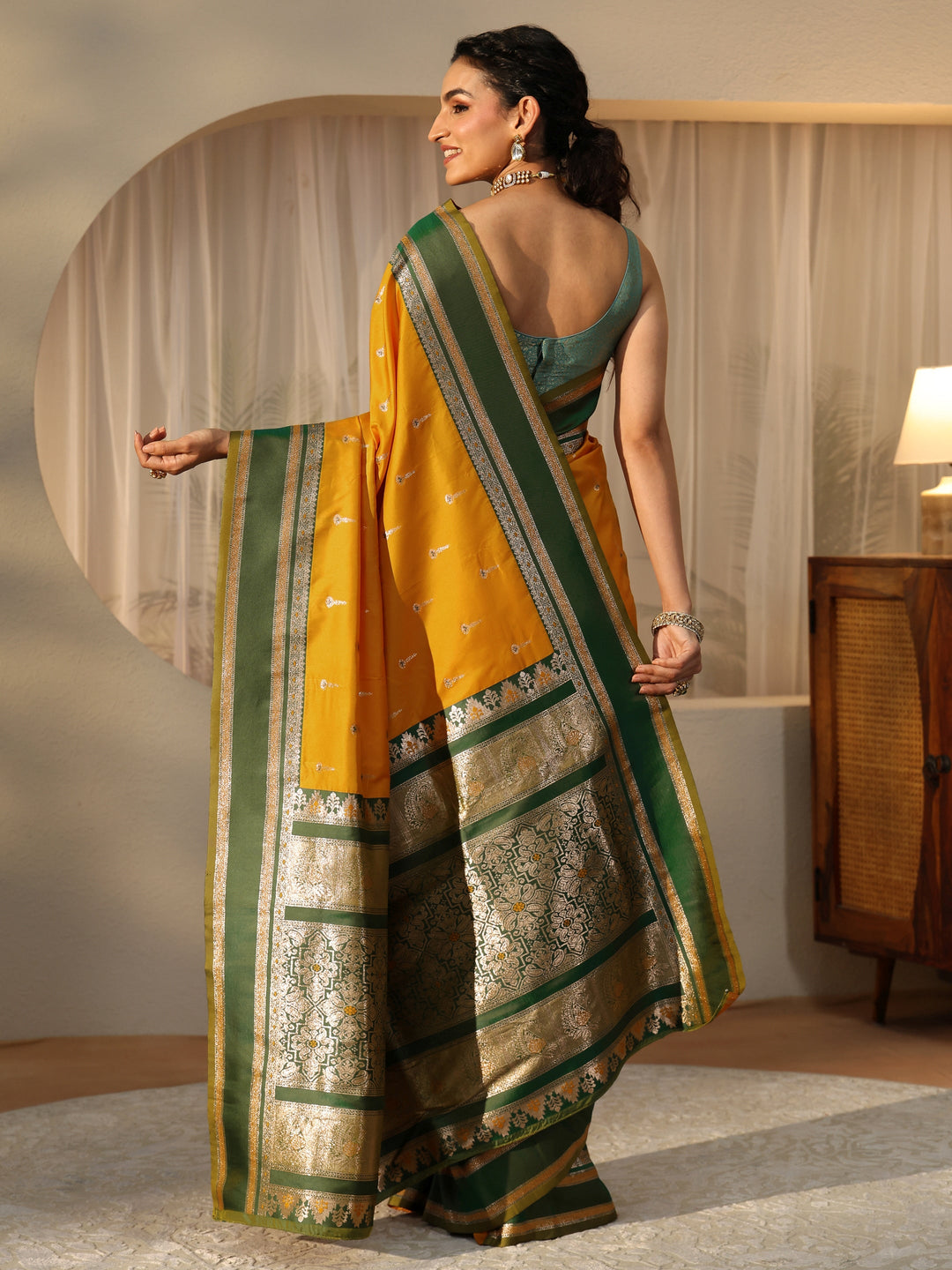 Libas Mustard Kanjeevaram Silk Blend Saree
