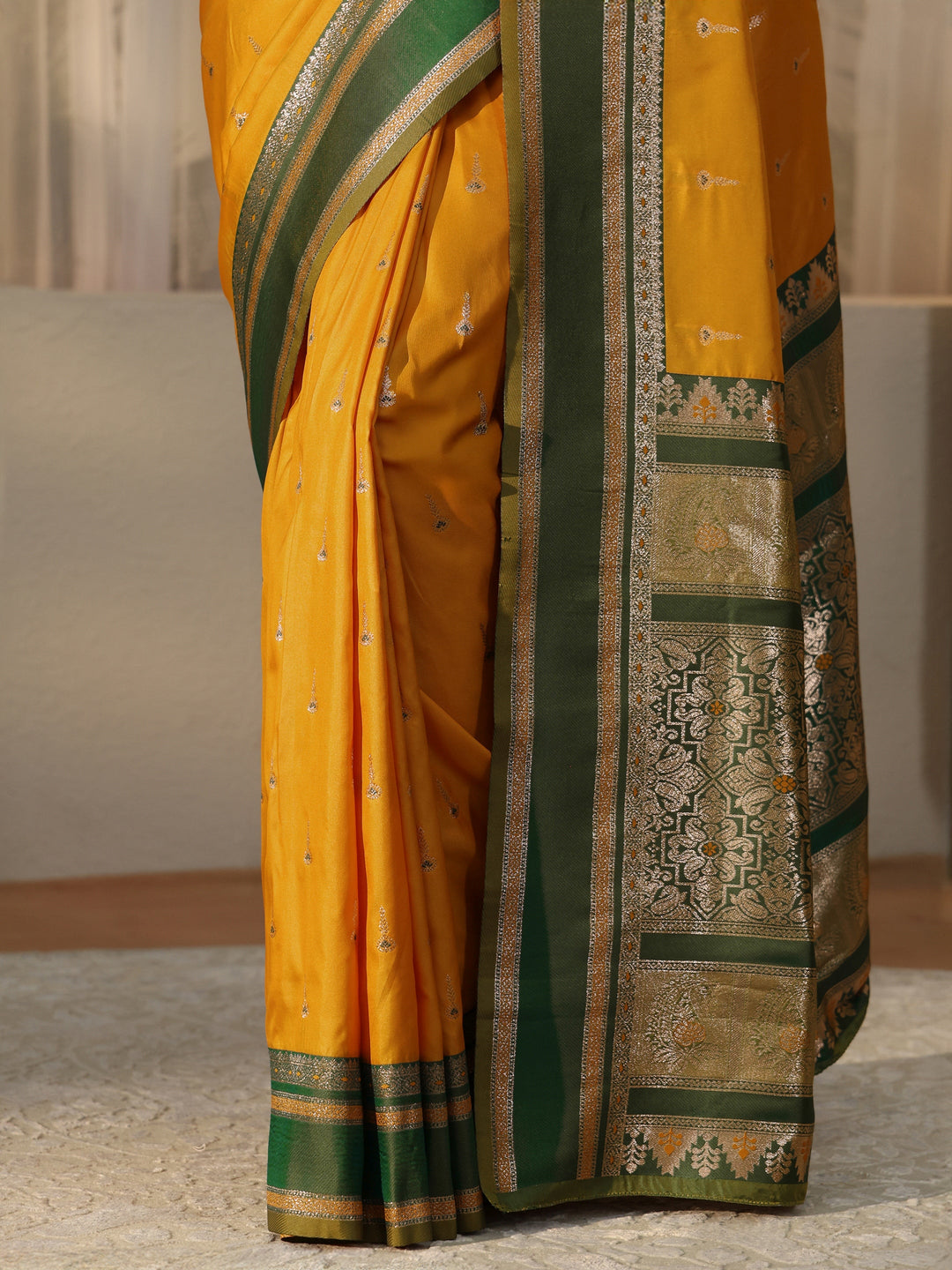 Libas Mustard Kanjeevaram Silk Blend Saree
