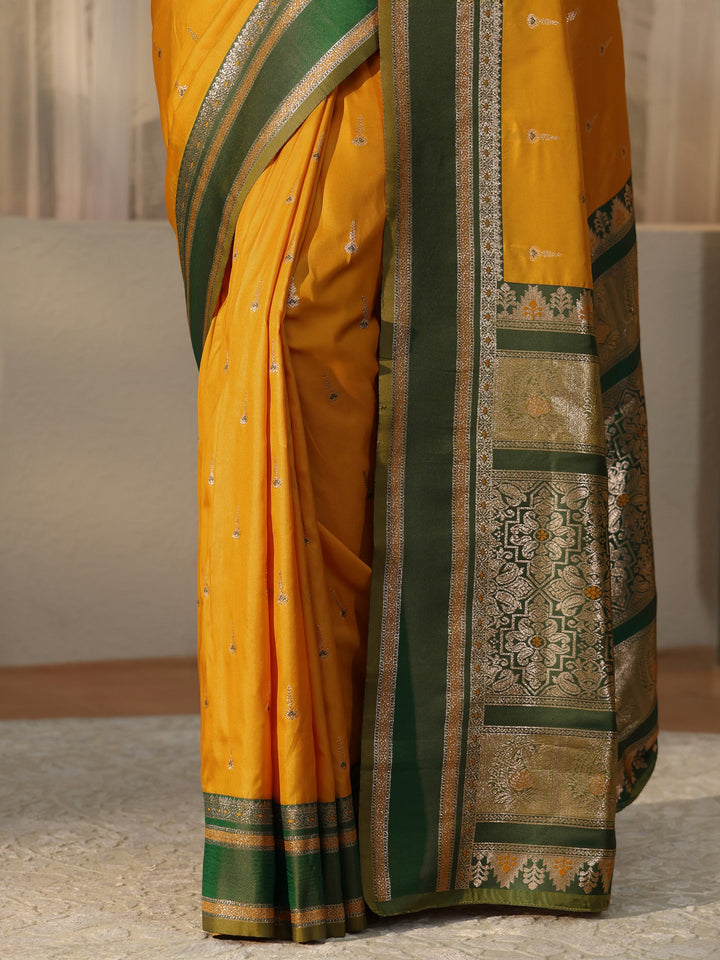Libas Mustard Kanjeevaram Silk Blend Saree