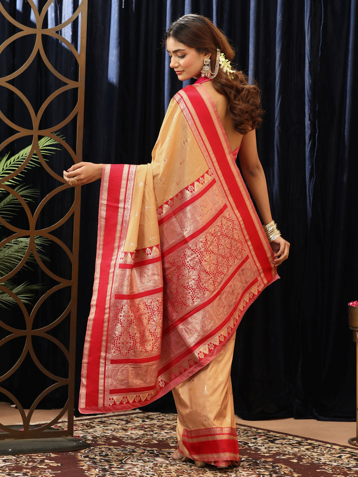 Libas Beige Kanjeevaram Silk Blend Saree
