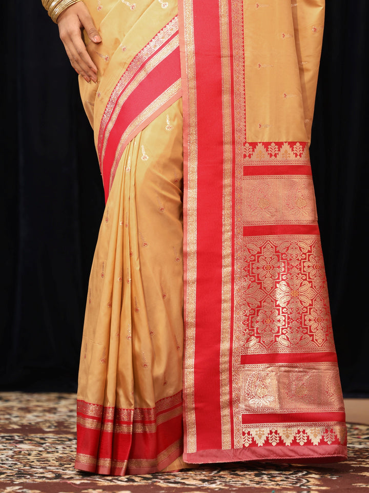 Libas Beige Kanjeevaram Silk Blend Saree