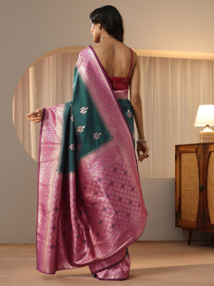 Libas Bottle Green Kanjeevaram Silk Blend Saree