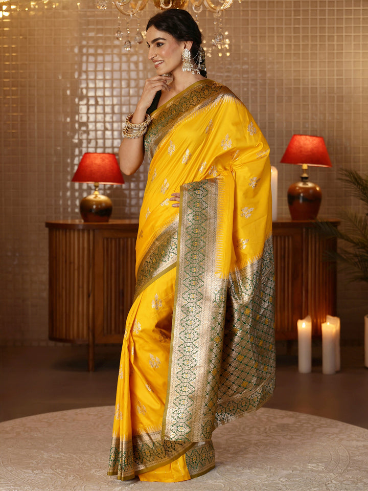 Libas Yellow Banarasi Silk Blend Saree