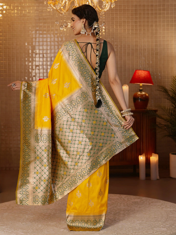 Libas Yellow Banarasi Silk Blend Saree