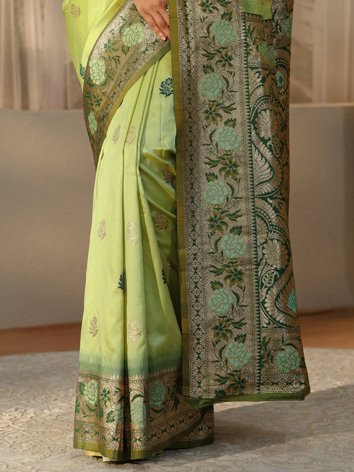 Libas Pista Green Banarasi Silk Blend Saree