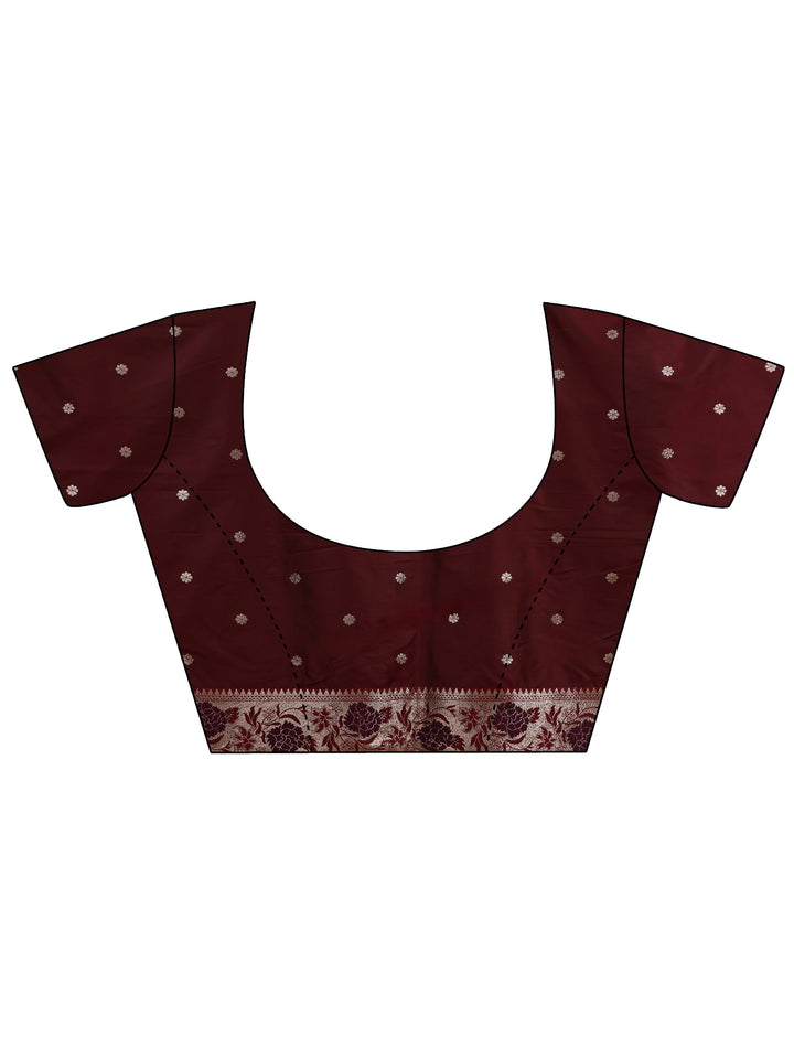 Libas Burgundy Banarasi Silk Blend Saree