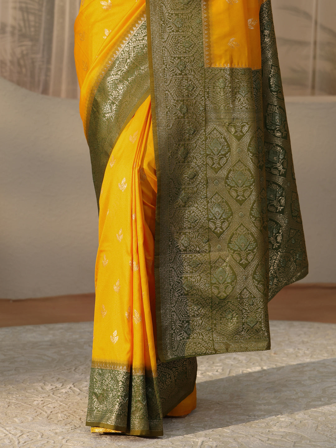 Libas Yellow Banarasi Silk Blend Saree