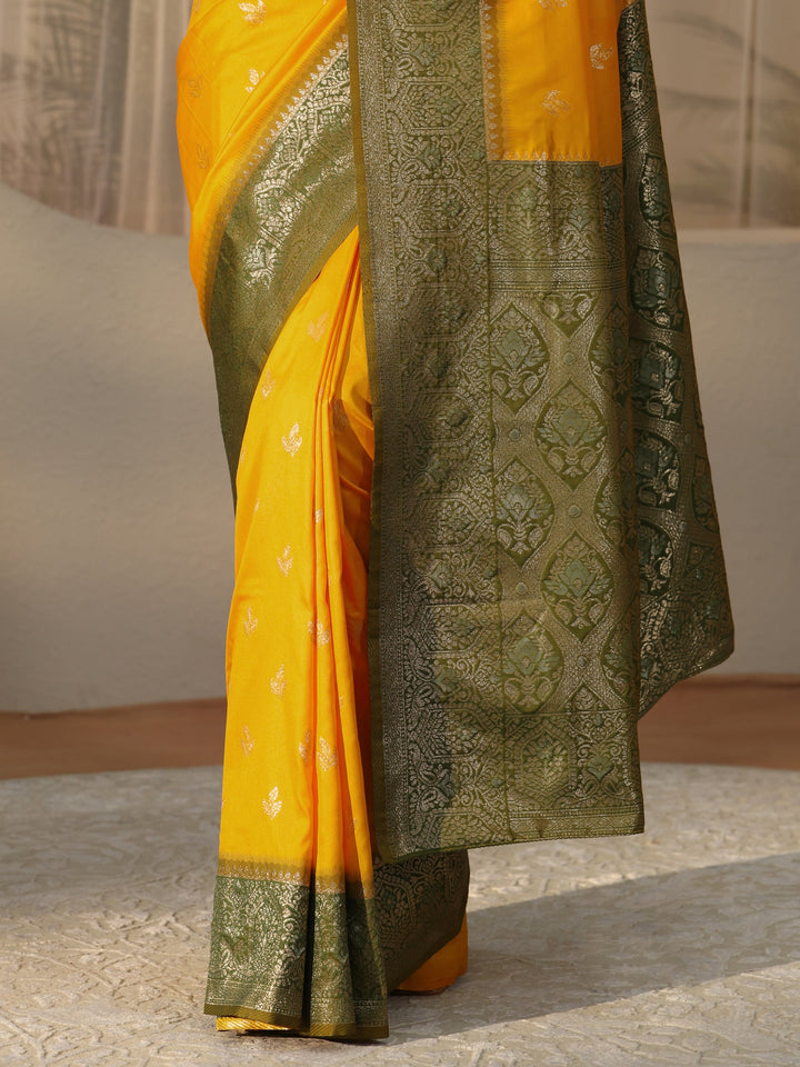 Libas Yellow Banarasi Silk Blend Saree