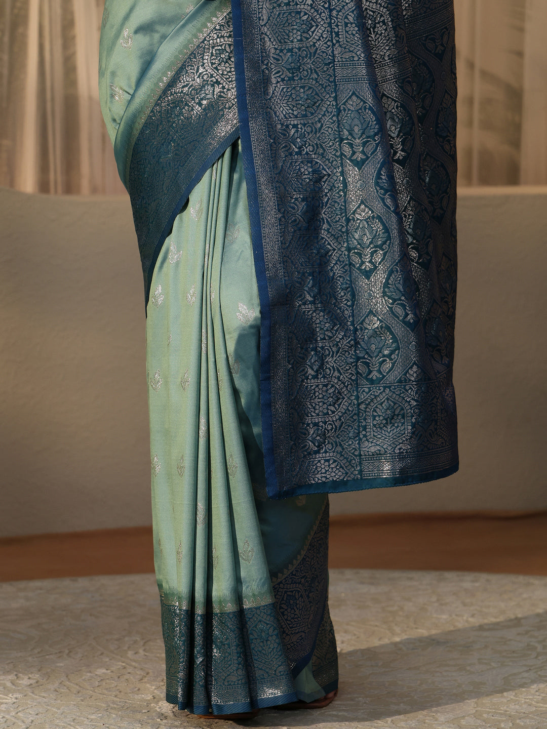 Libas Dusty Blue Banarasi Silk Blend Saree