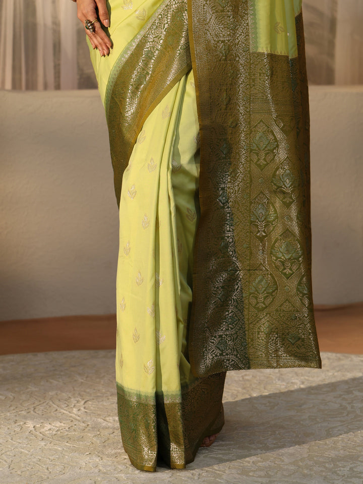 Libas Pista Green Banarasi Silk Blend Saree