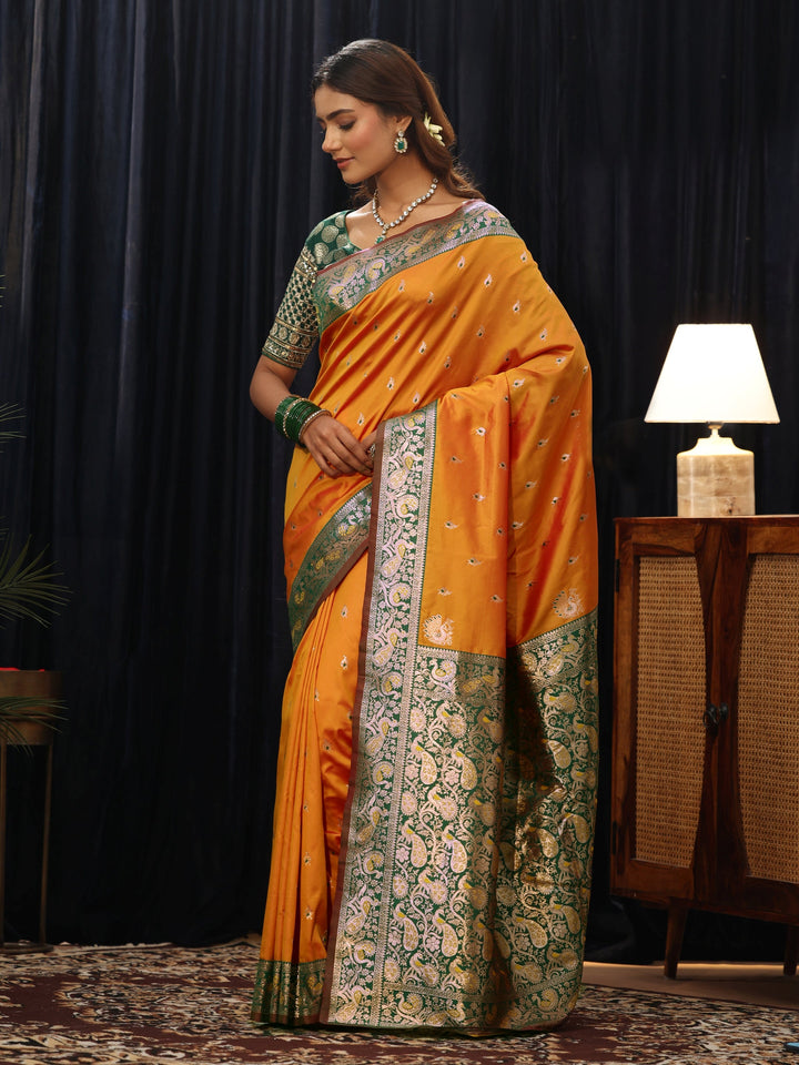 Libas Mustard Banarasi Silk Blend Saree