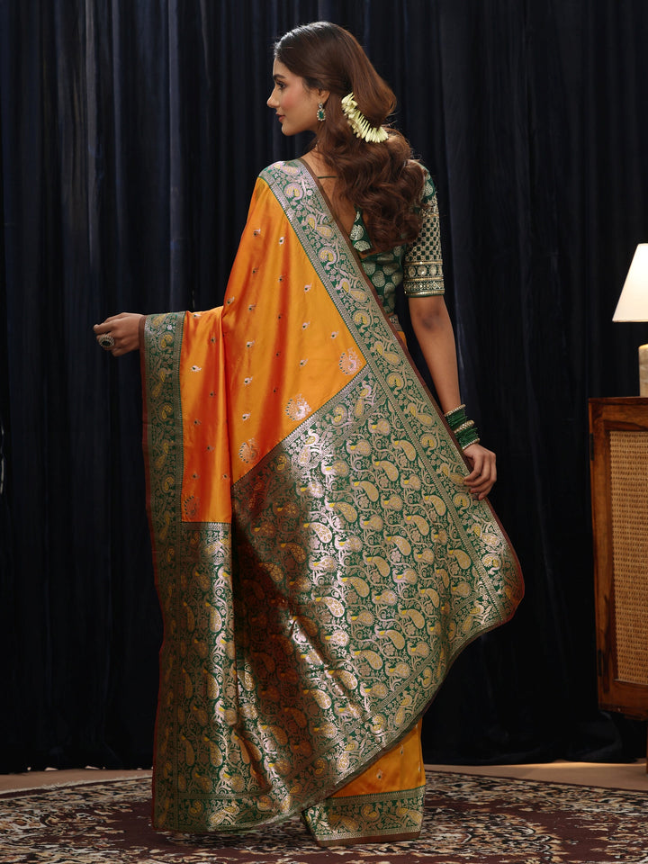 Libas Mustard Banarasi Silk Blend Saree
