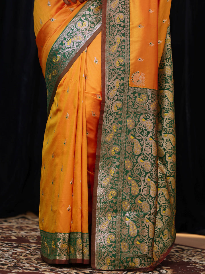Libas Mustard Banarasi Silk Blend Saree