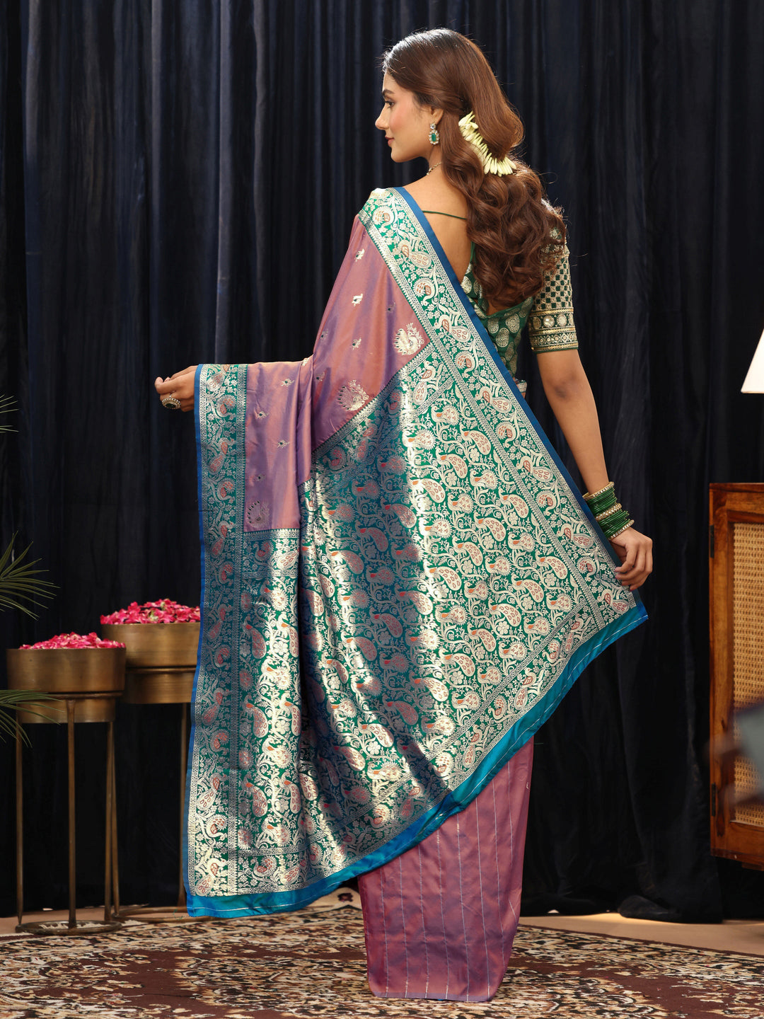 Libas Mauve Banarasi Silk Blend Saree