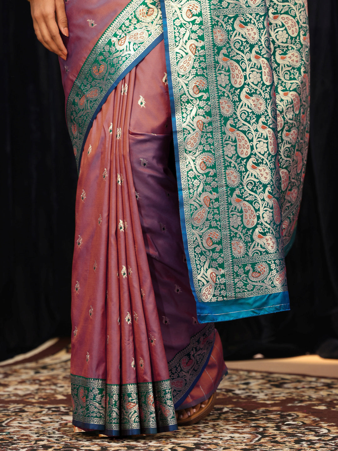 Libas Mauve Banarasi Silk Blend Saree