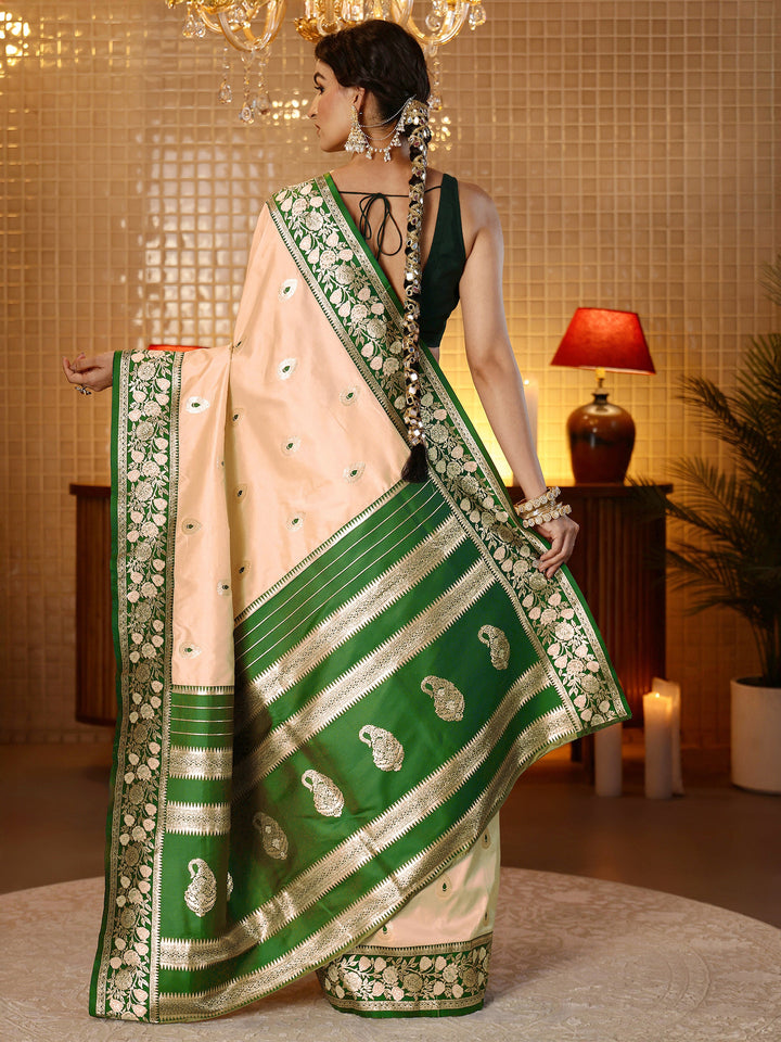 Libas Beige Banarasi Silk Blend Saree