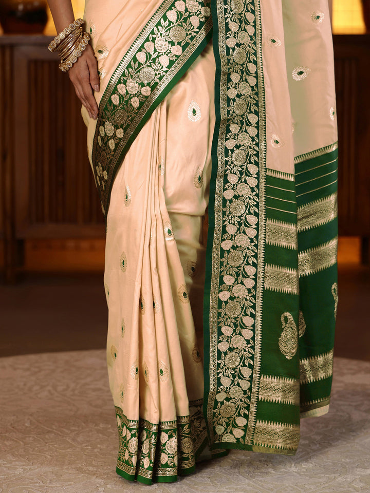 Libas Beige Banarasi Silk Blend Saree