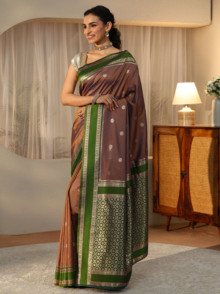 Libas Brown Kanjeevaram Silk Blend Saree
