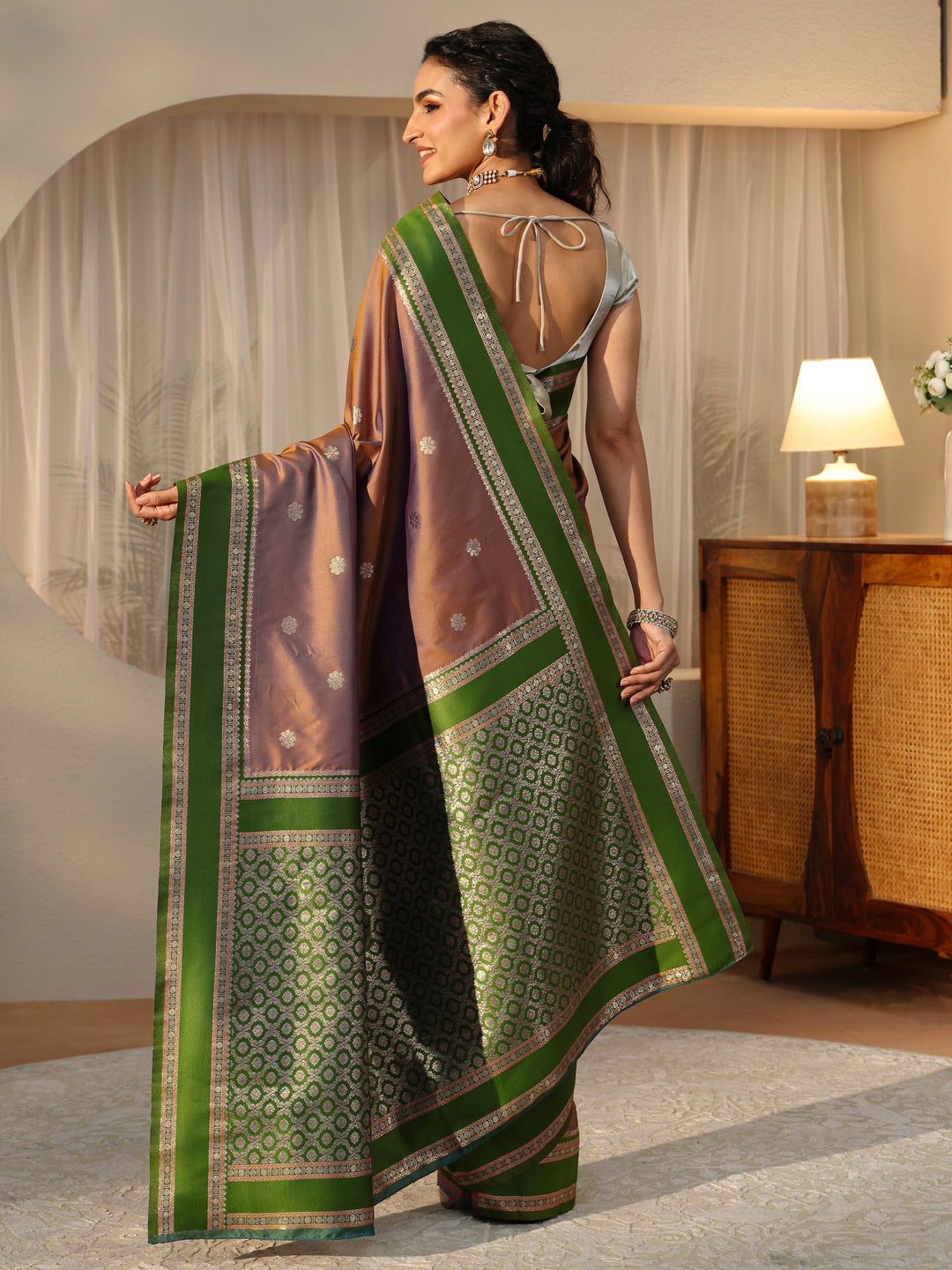 Libas Brown Kanjeevaram Silk Blend Saree