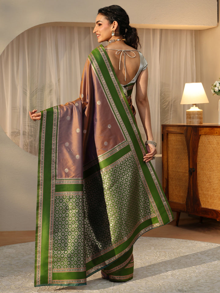 Libas Brown Kanjeevaram Silk Blend Saree