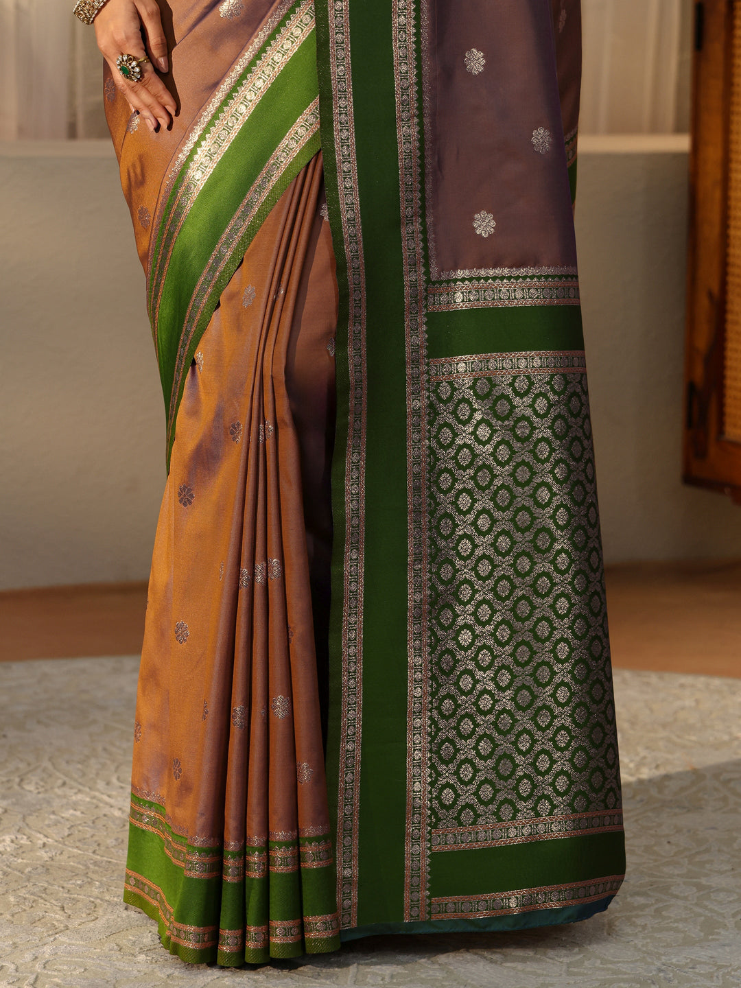 Libas Brown Kanjeevaram Silk Blend Saree