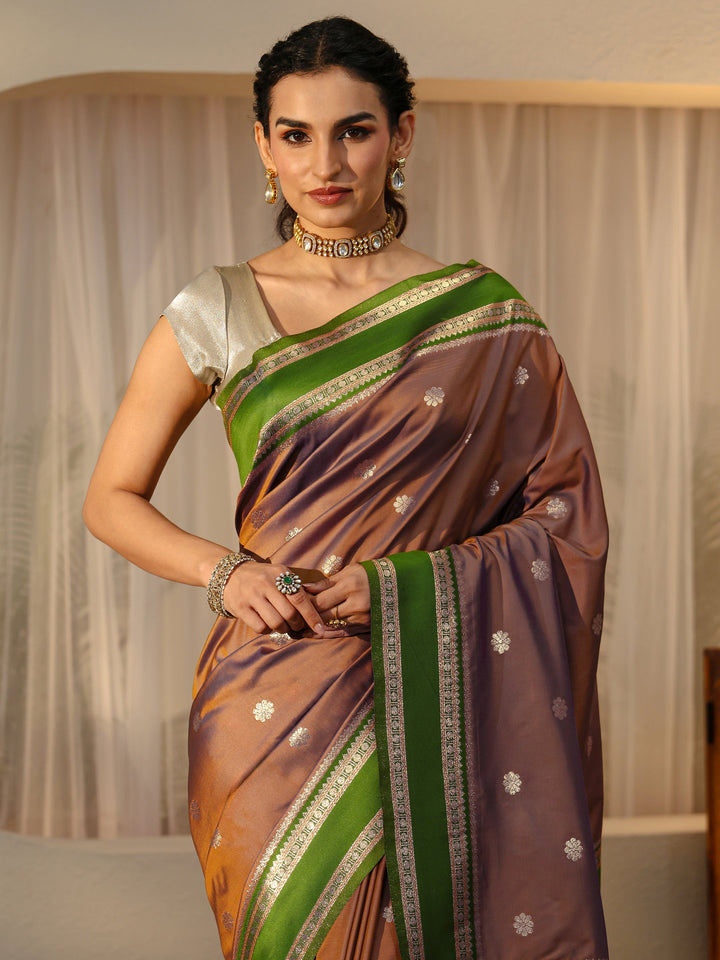 Libas Brown Kanjeevaram Silk Blend Saree