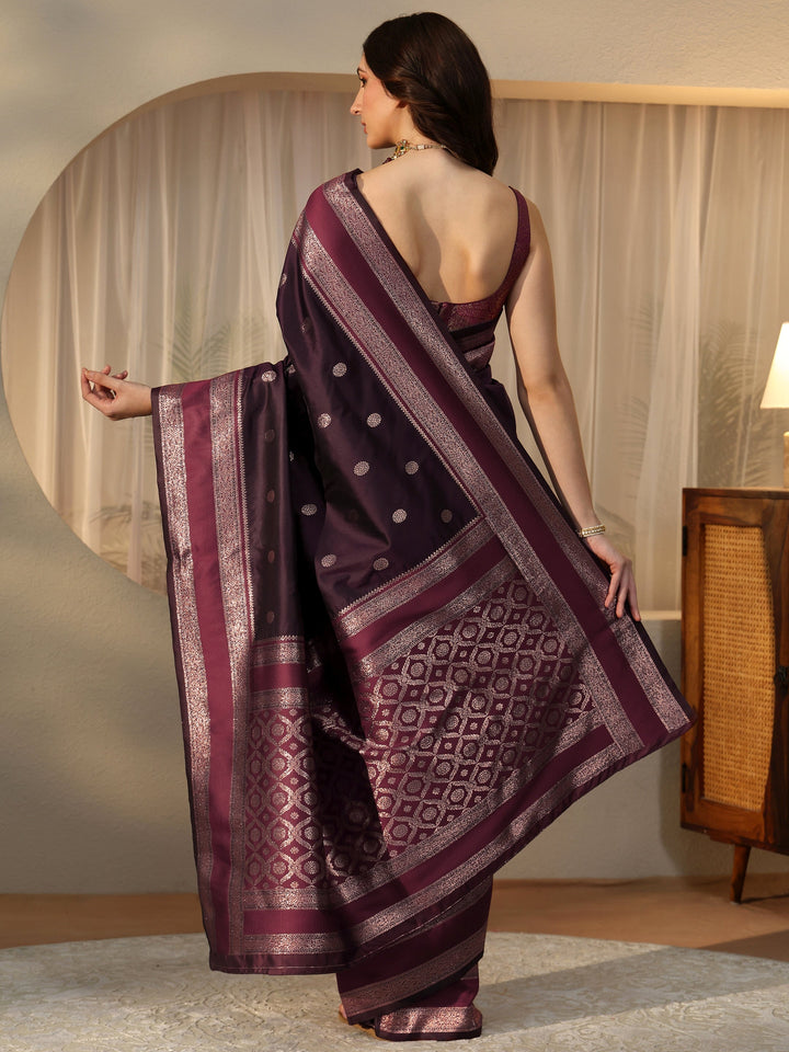 Libas Burgundy Kanjeevaram Silk Blend Saree