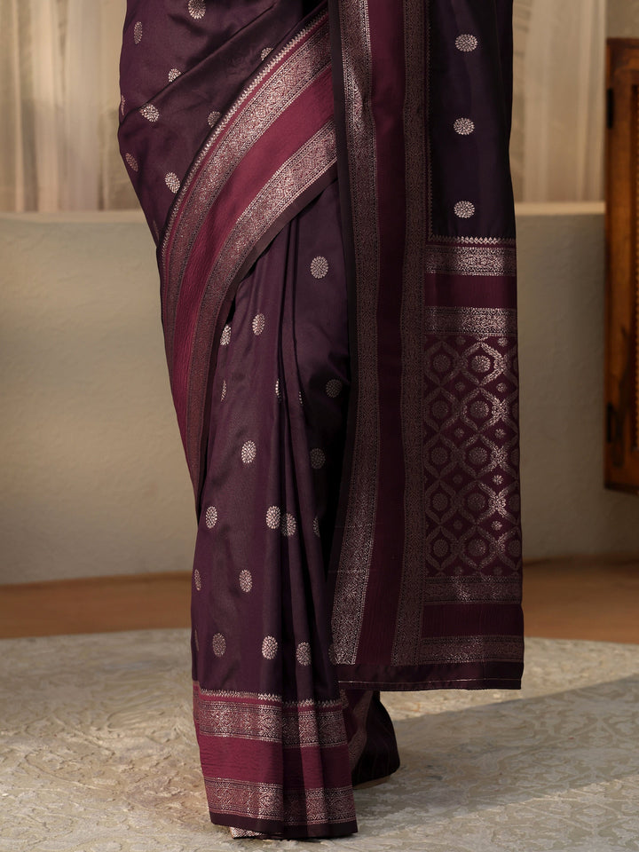 Libas Burgundy Kanjeevaram Silk Blend Saree