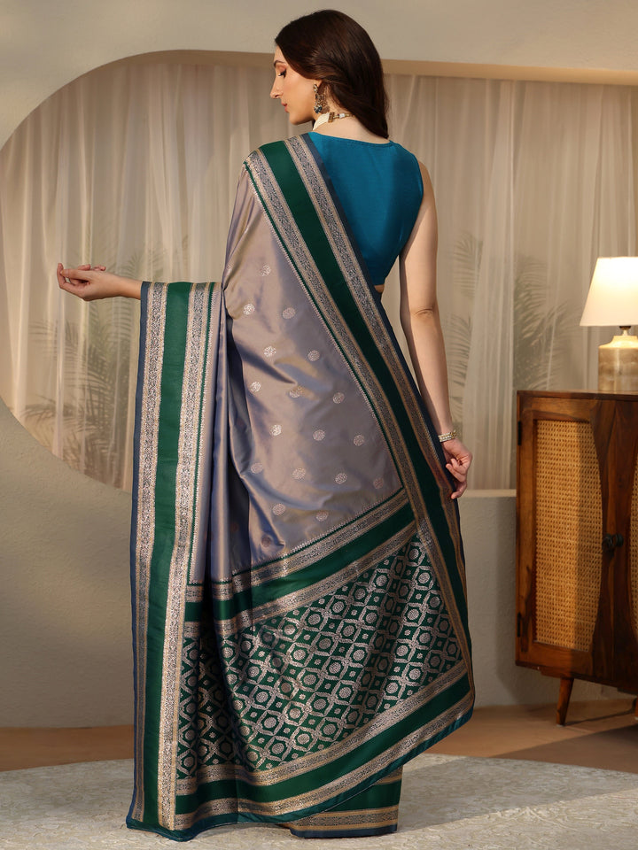 Libas Grey Kanjeevaram Silk Blend Saree