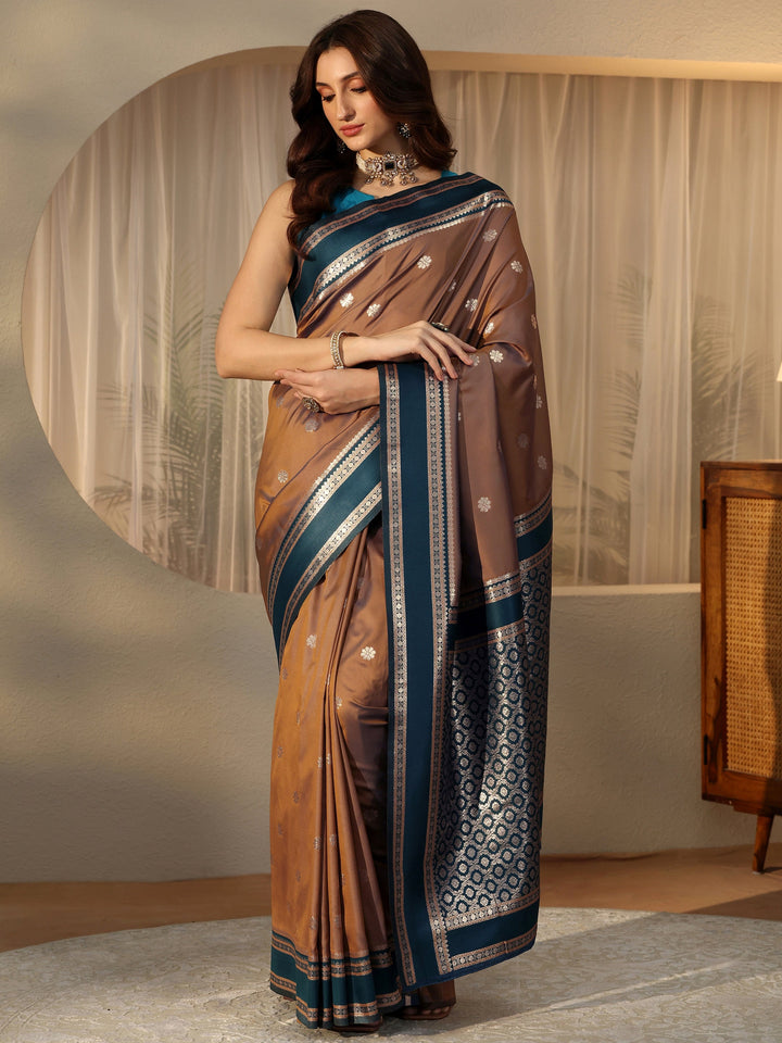 Libas Brown Kanjeevaram Silk Blend Saree