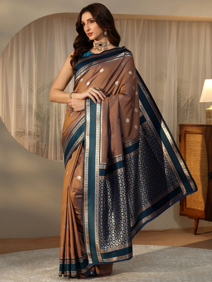 Libas Brown Kanjeevaram Silk Blend Saree