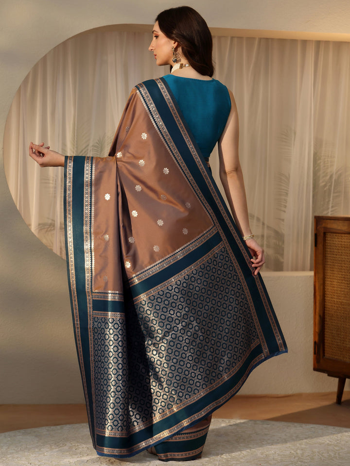 Libas Brown Kanjeevaram Silk Blend Saree