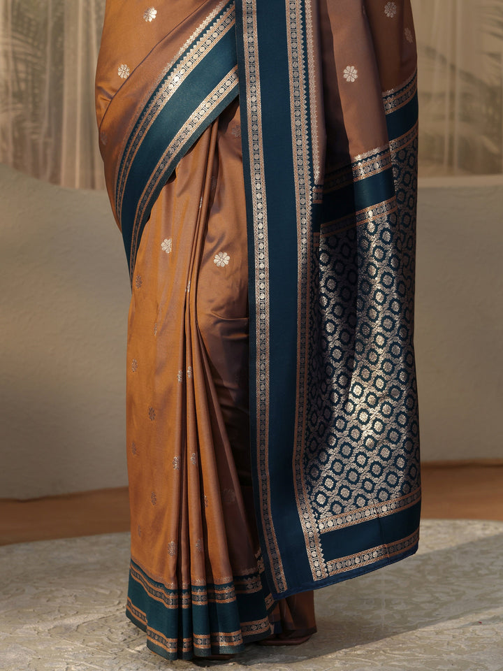 Libas Brown Kanjeevaram Silk Blend Saree