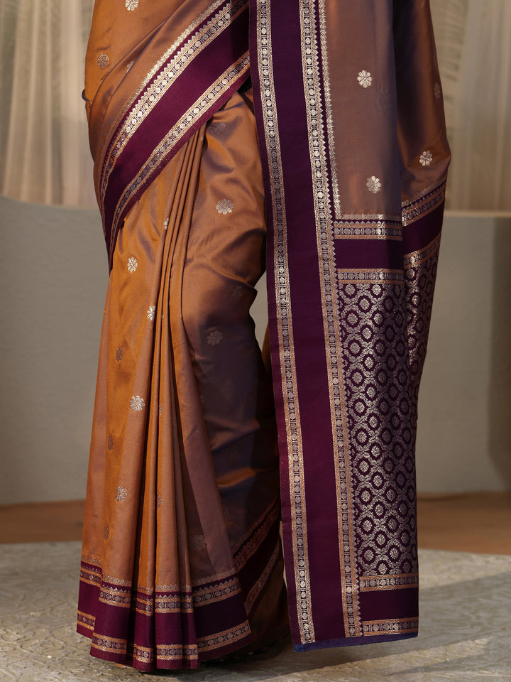 Libas Brown Kanjeevaram Silk Blend Saree