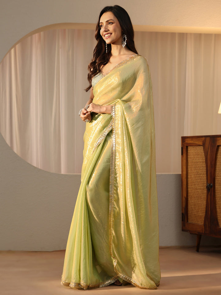 Libas Pista Green Silk Blend Saree