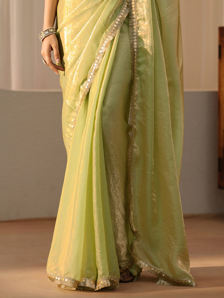 Libas Pista Green Silk Blend Saree