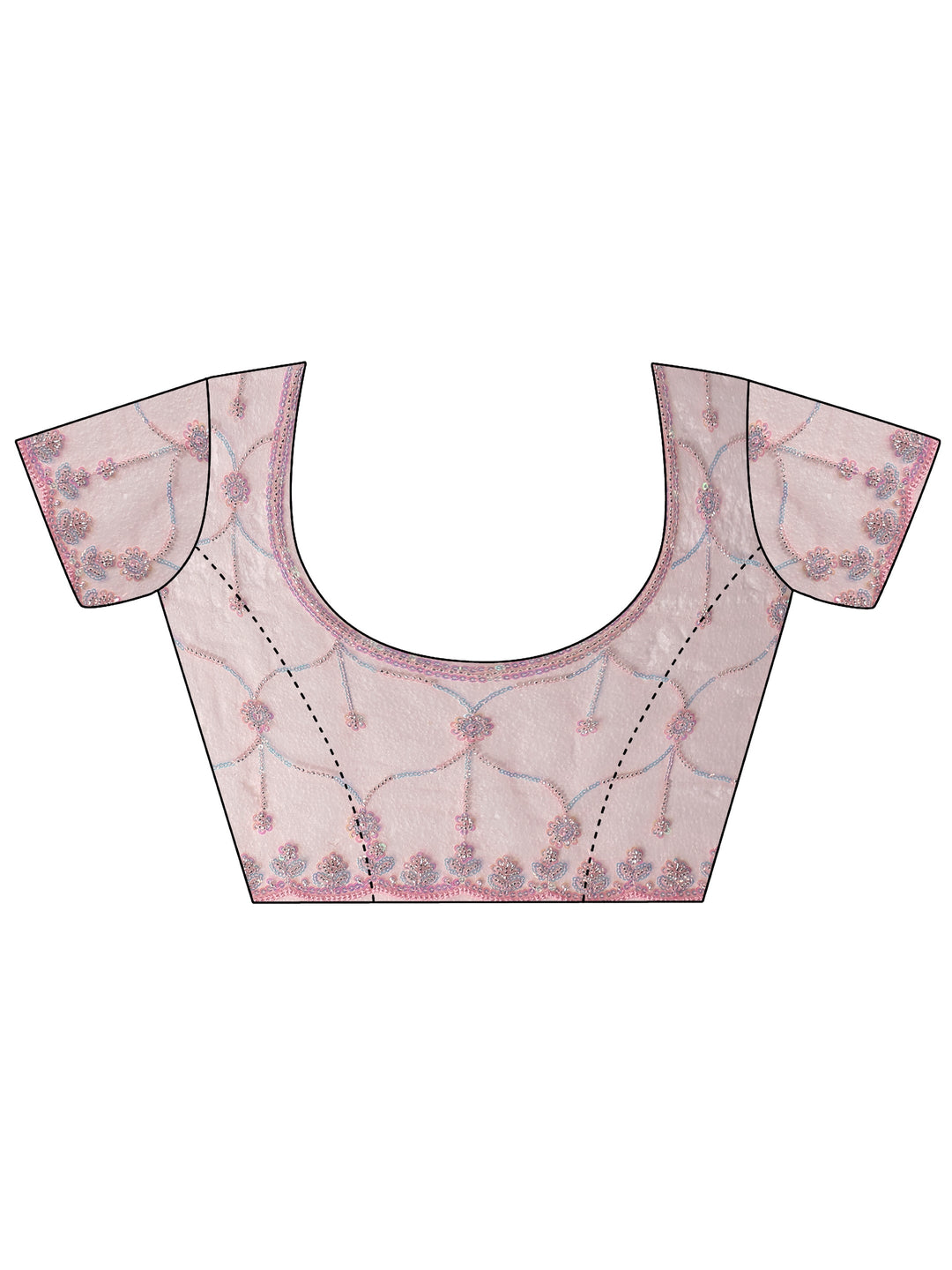 Libas Baby Pink Floral Embellished Net Saree