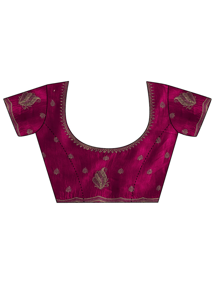 Libas Rani Pink Embroidered Silk Blend Saree