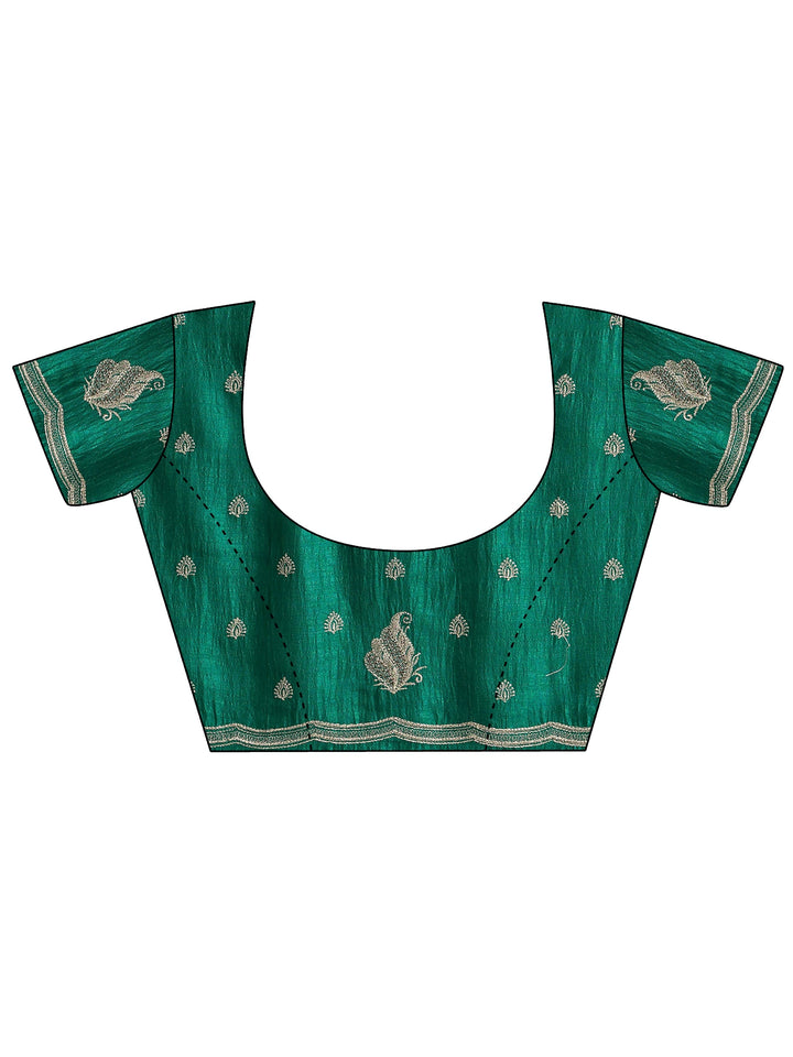 Libas Emerald Green Embroidered Silk Blend Saree
