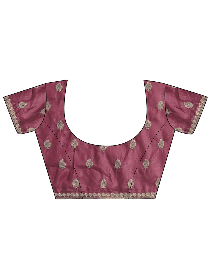Libas Dusty Rose Pink Zari Embroidered Silk Blend Saree
