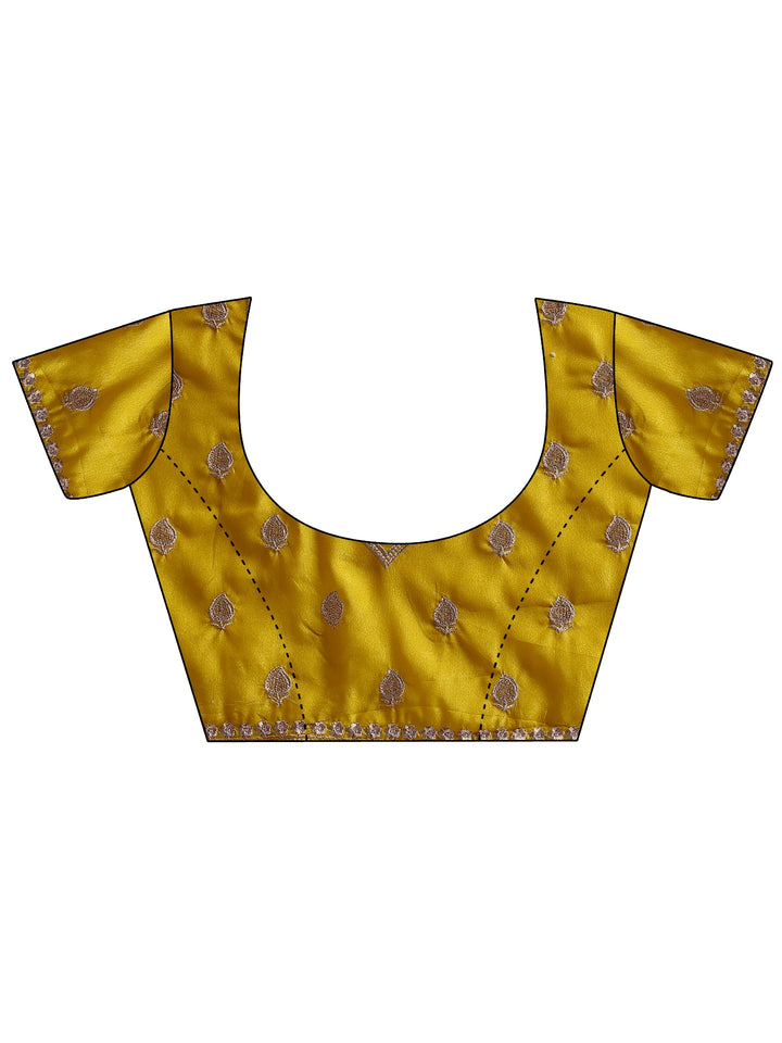Libas Yellow Embroidered Silk Blend Saree