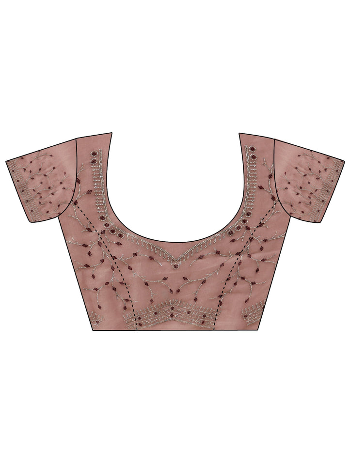 Libas Mauve Bead Work Tissue Saree