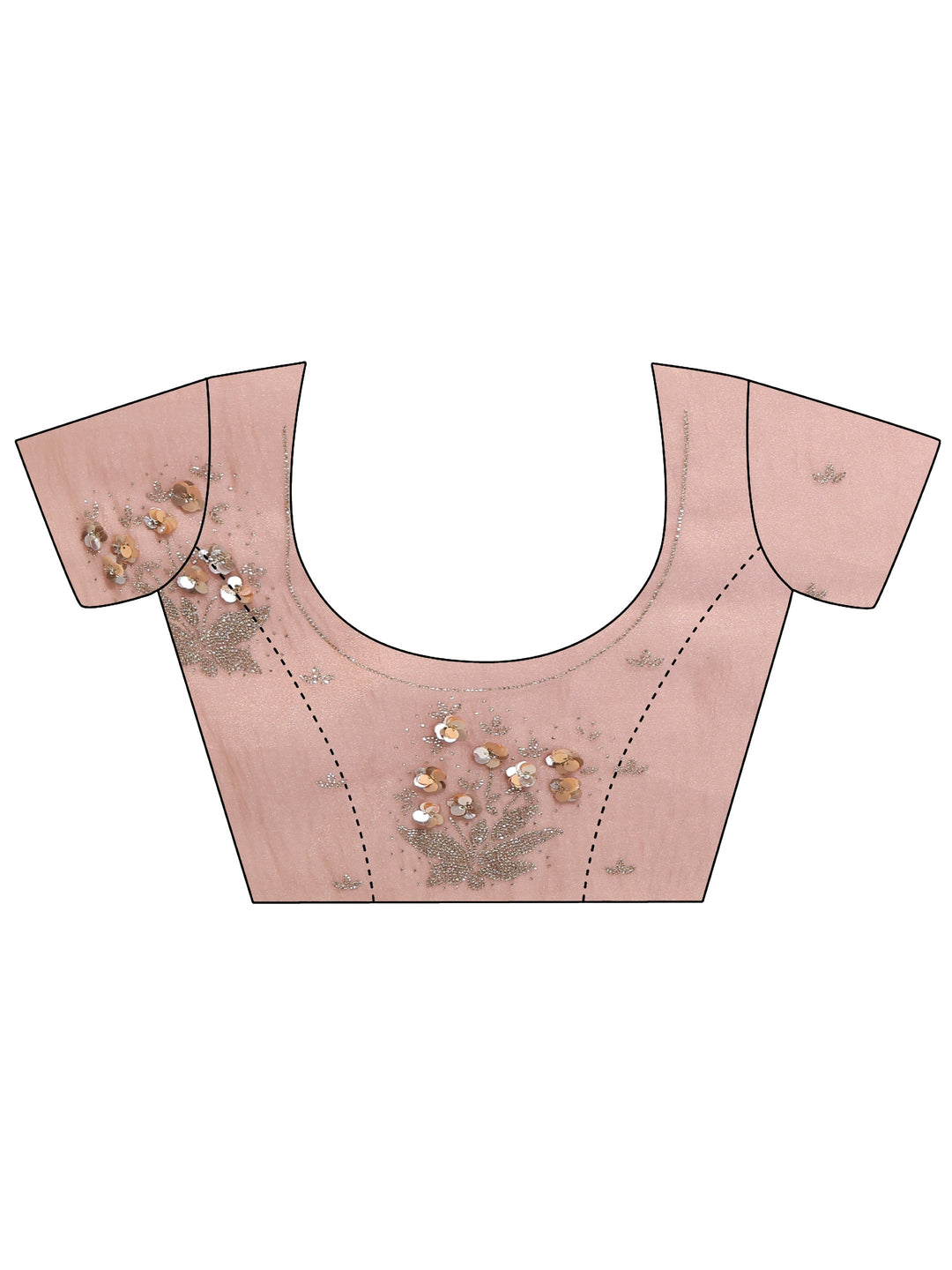 Libas Peach Pink Floral Embellished Tissue Saree