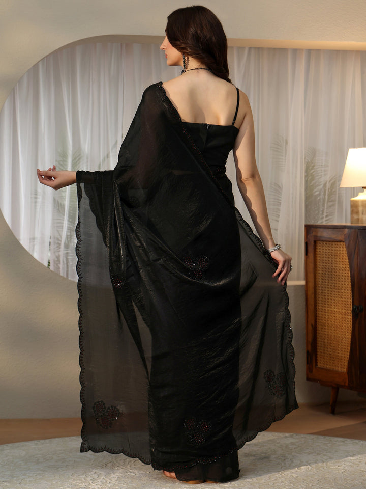 Libas Black Embellished Silk Blend Saree