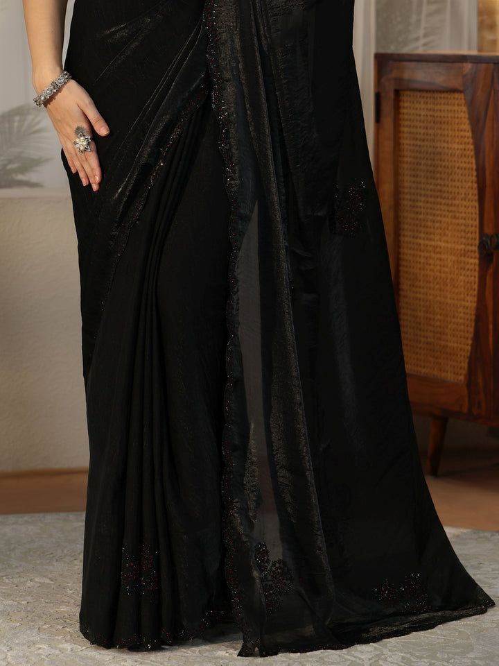 Libas Black Embellished Silk Blend Saree
